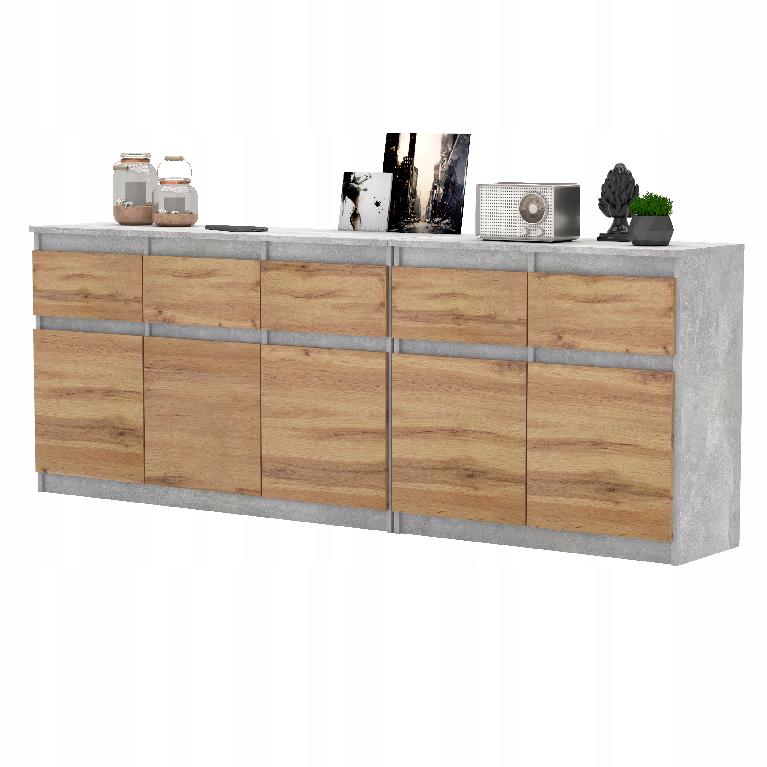 Zestaw meblowy 2m komoda szafki 5 szuflady nowoczesna pojemna rtv ANTRACYT EAN (GTIN) 5906301891260