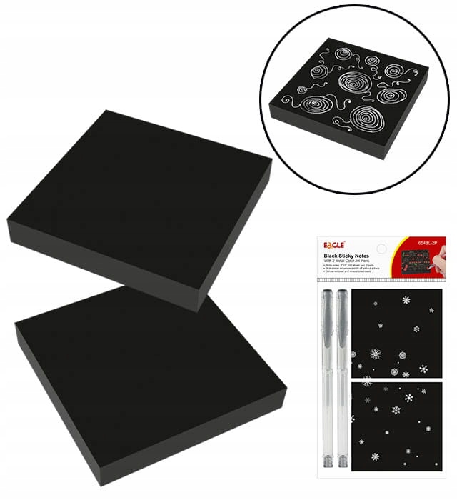 

Notes karteczki Czarne 75x75 Zestaw długopis