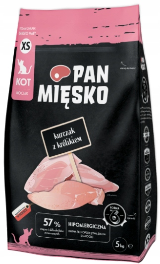 Pan Mięsko sucha karma dla kota Kurczak Z Królikiem chrupki Xs 5 kg