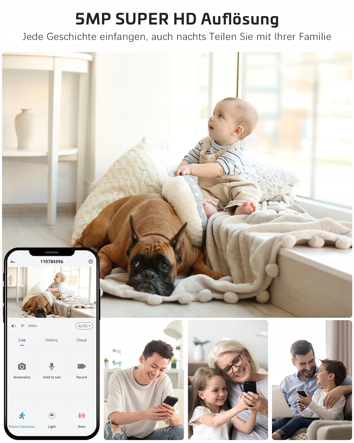 COCOCAM Kamera Wewnętrzna 5MP WiFi 24h Nagrywanie Ruch Audio Alexa — miniatura 5
