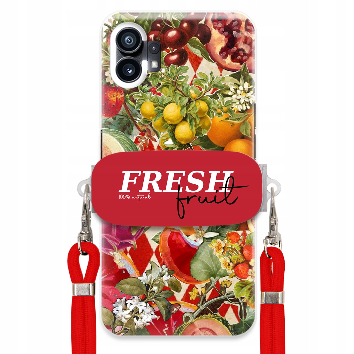 Puzdro pre Nothing Phone 1 Červené Crossbody vodítko držiak Fresh Fruit Ovocie