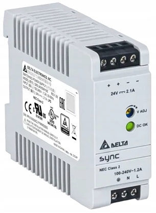 Zasilacz Impulsowy Przekaźnik Szyna Din TS35 50W 2,1A 24V Delta Electronics