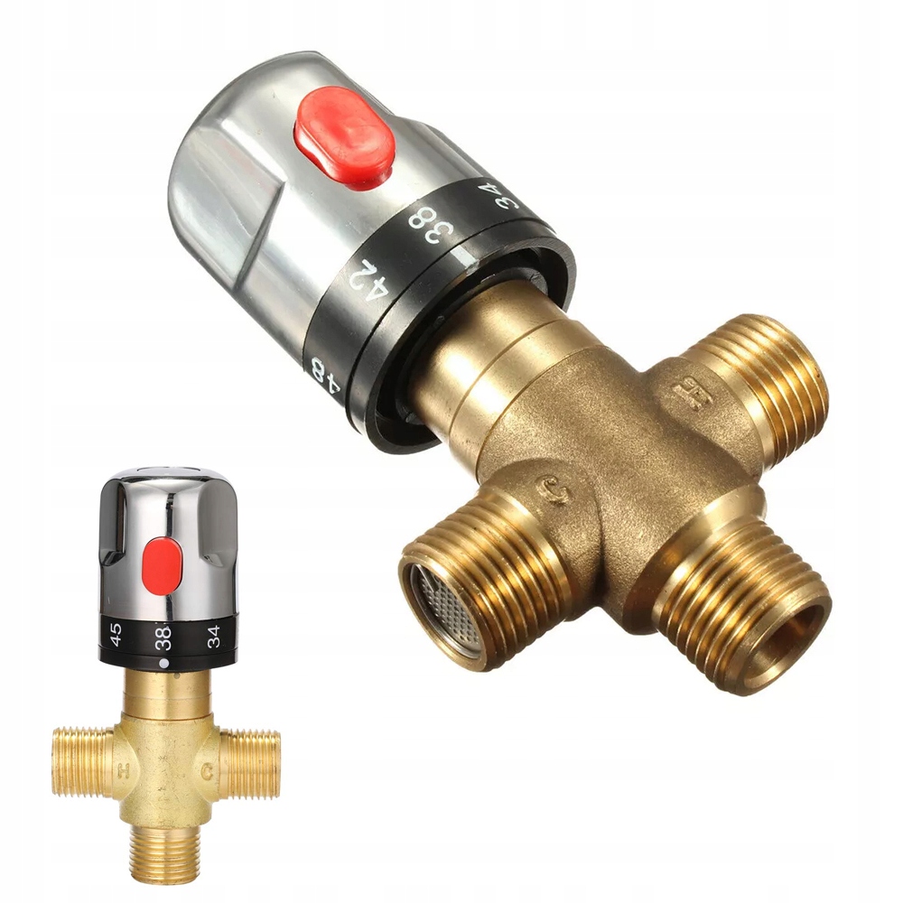 Mosiężny trójdrożny zawór regulacji temperatury, regulowany objętością wody