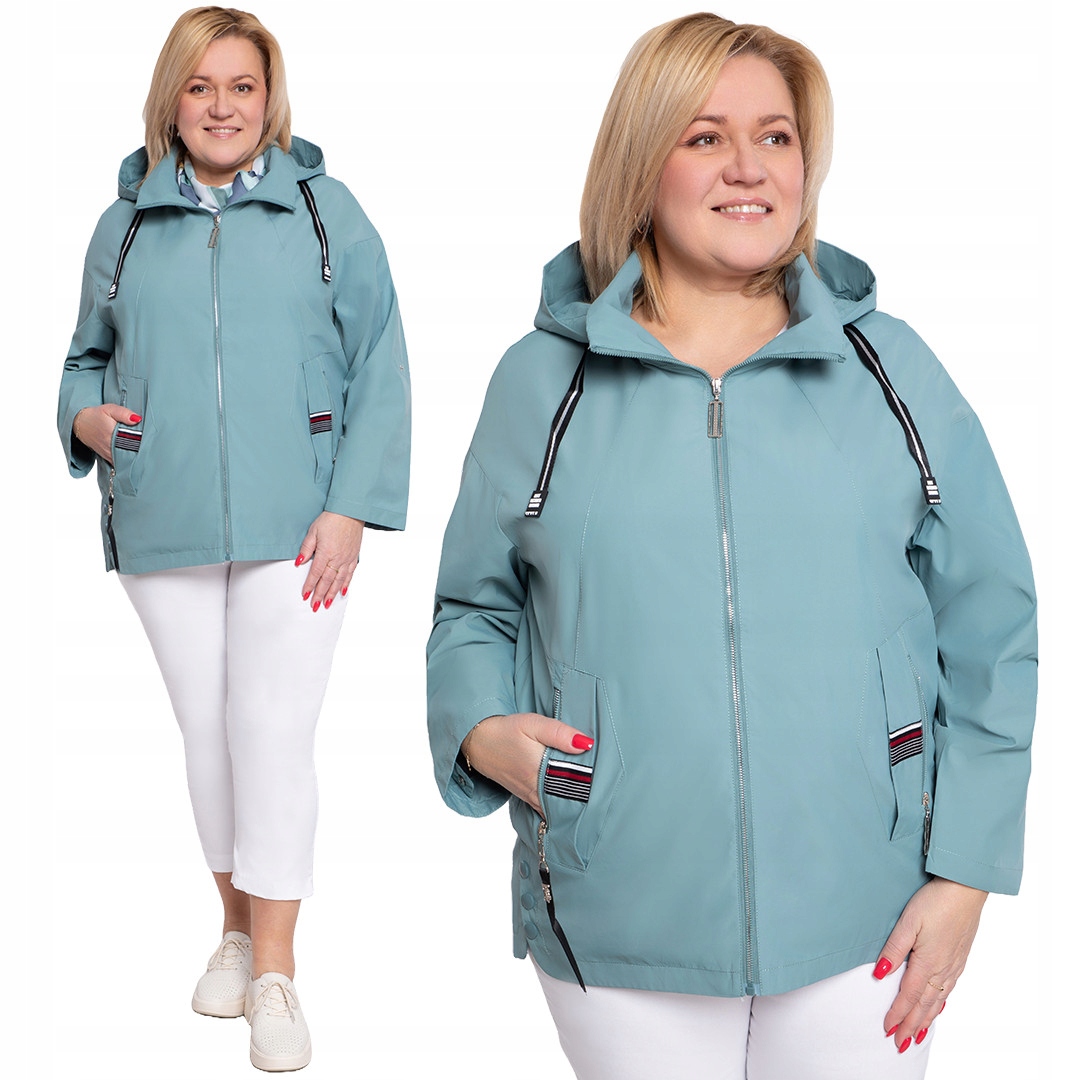 Světle modrá bunda s lesklým zipem 62