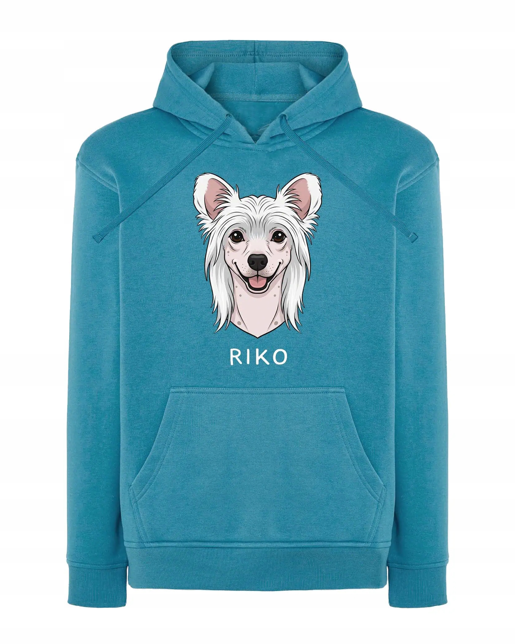 Mikina s kapucí Čínský hřebec Personalizovaný pes Světle modrá L