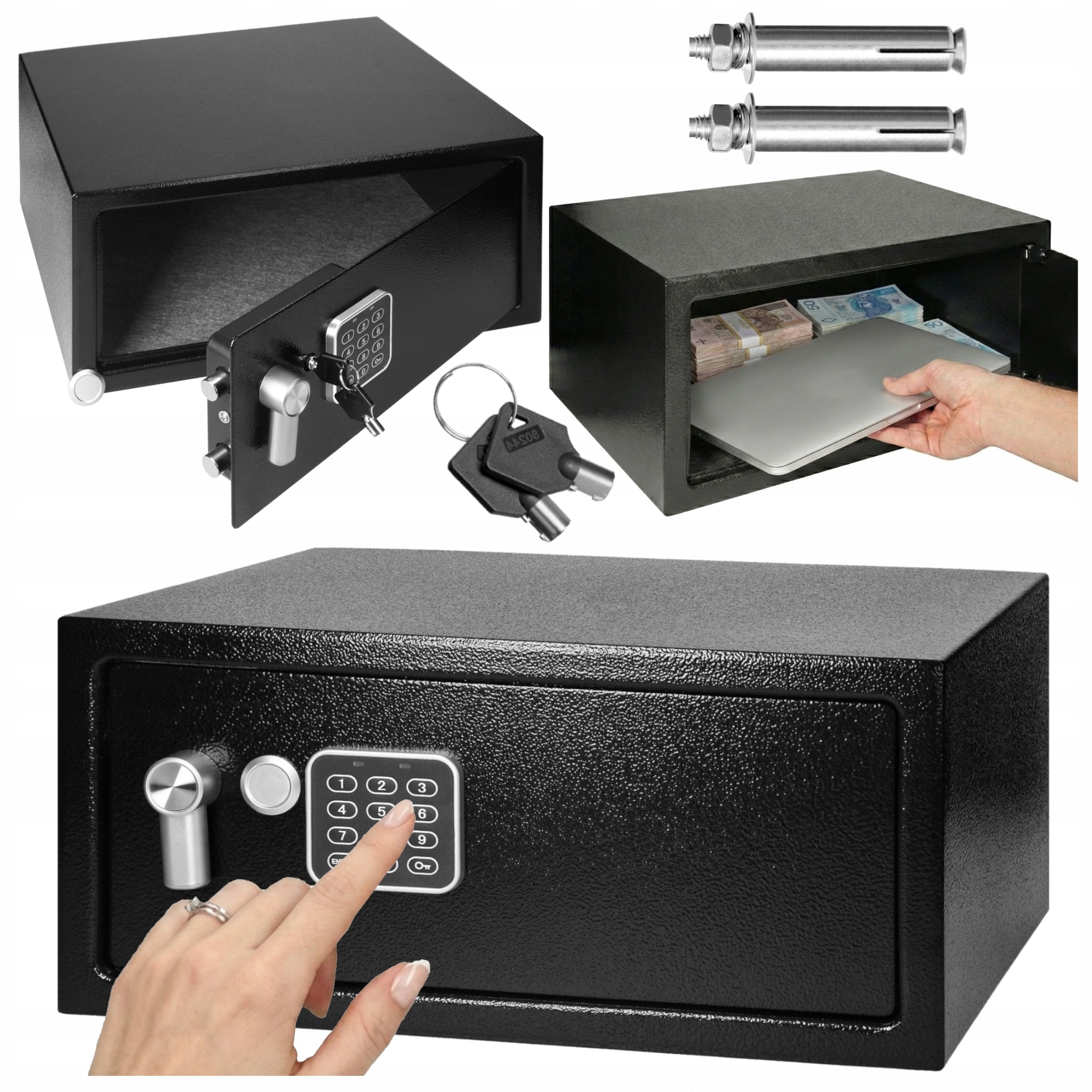 Sejf Domowy Na Laptopa Kasa Zamek Elektroniczny Na Szyfr Klucz 42x20x37cm