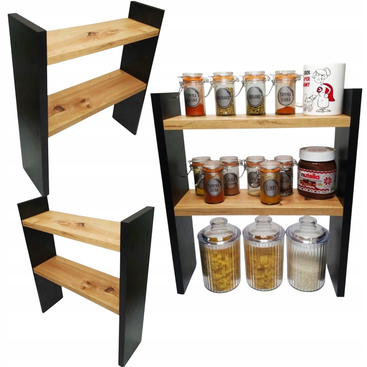 SZAFKA REGAŁ PÓŁKA NA BLAT STOJĄCA 45x35x11 Czarny+Dąb
