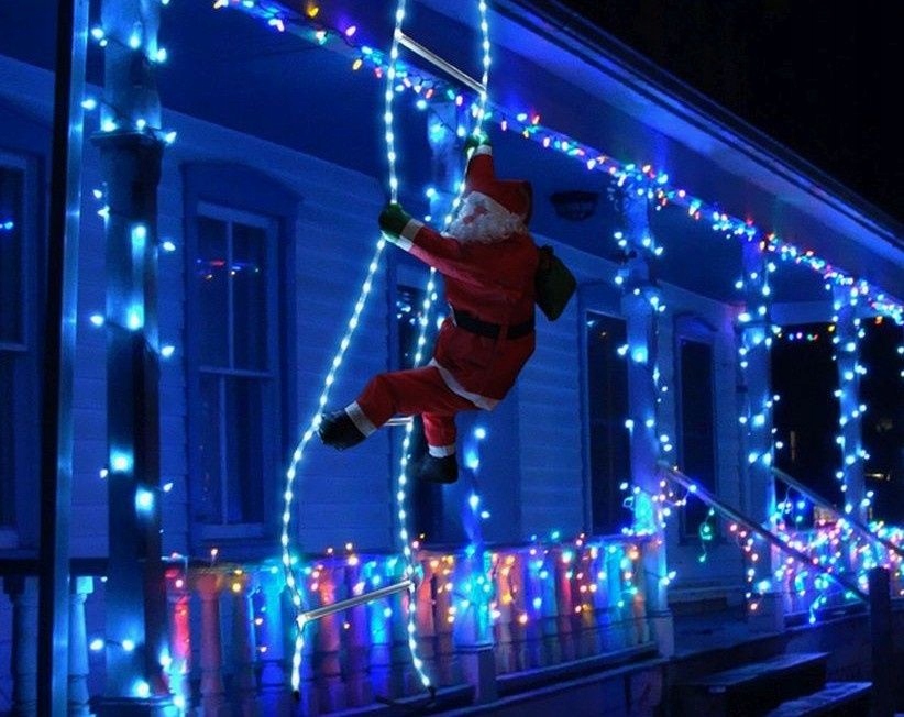 MIKOŁAJ WCHODZĄCY NA ŚWIECĄCEJ DRABINIE LED 150cm