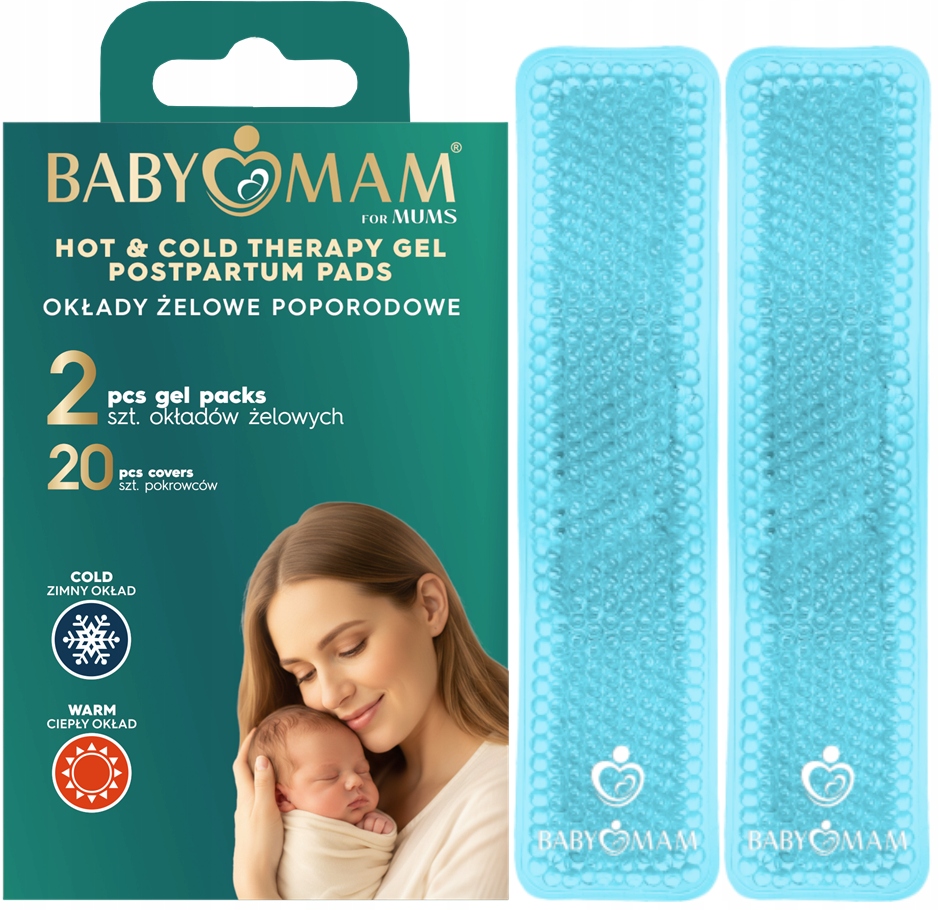 BABYMAM OKŁADY ŻELOWE DO TERAPII CIEPŁEM ZIMNEM WKŁADKI PO PORODZIE 2szt