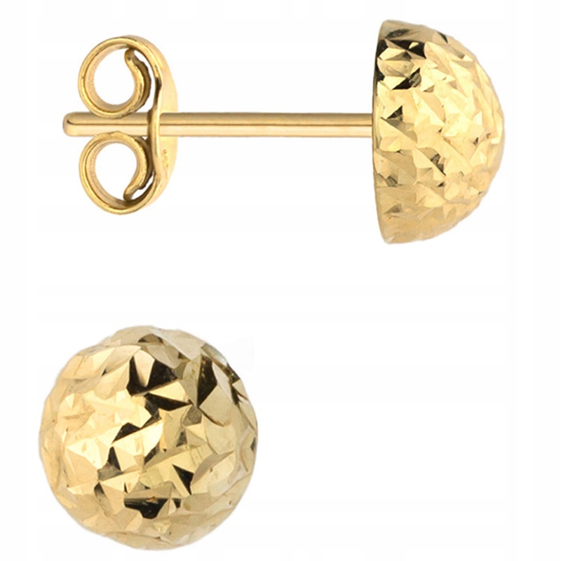 Krásné Zlaté Náušnice pr. 585 Půl Kuličky 4mm 14k