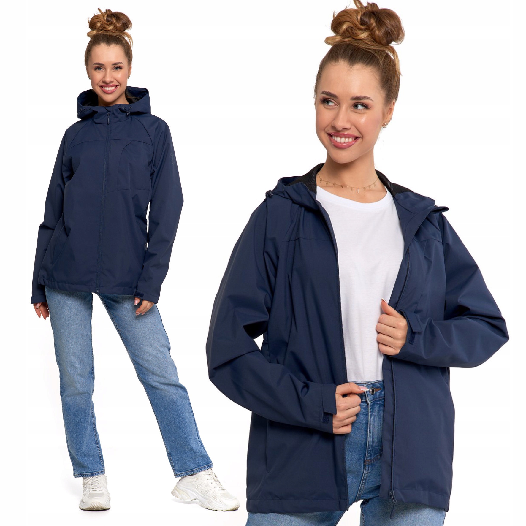 Pláštěnka S Kapucí Větrovka Lehká Unisex Moraj Námořnická Modrá XXL