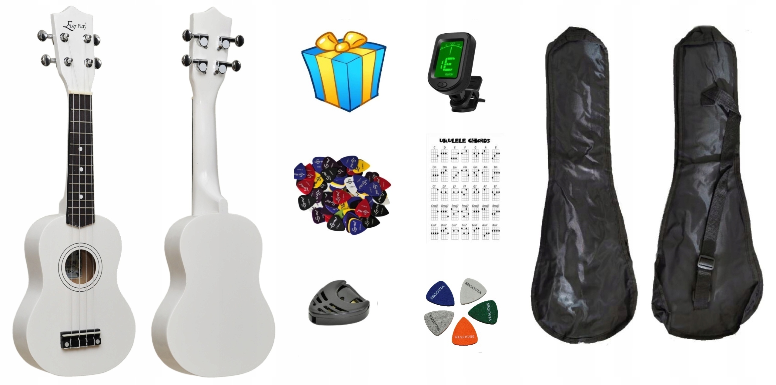 UKULELE SOPRANOWE UC-21 SG WHITE / BIAŁE + AKCESORIA + GRATIS - PROMO