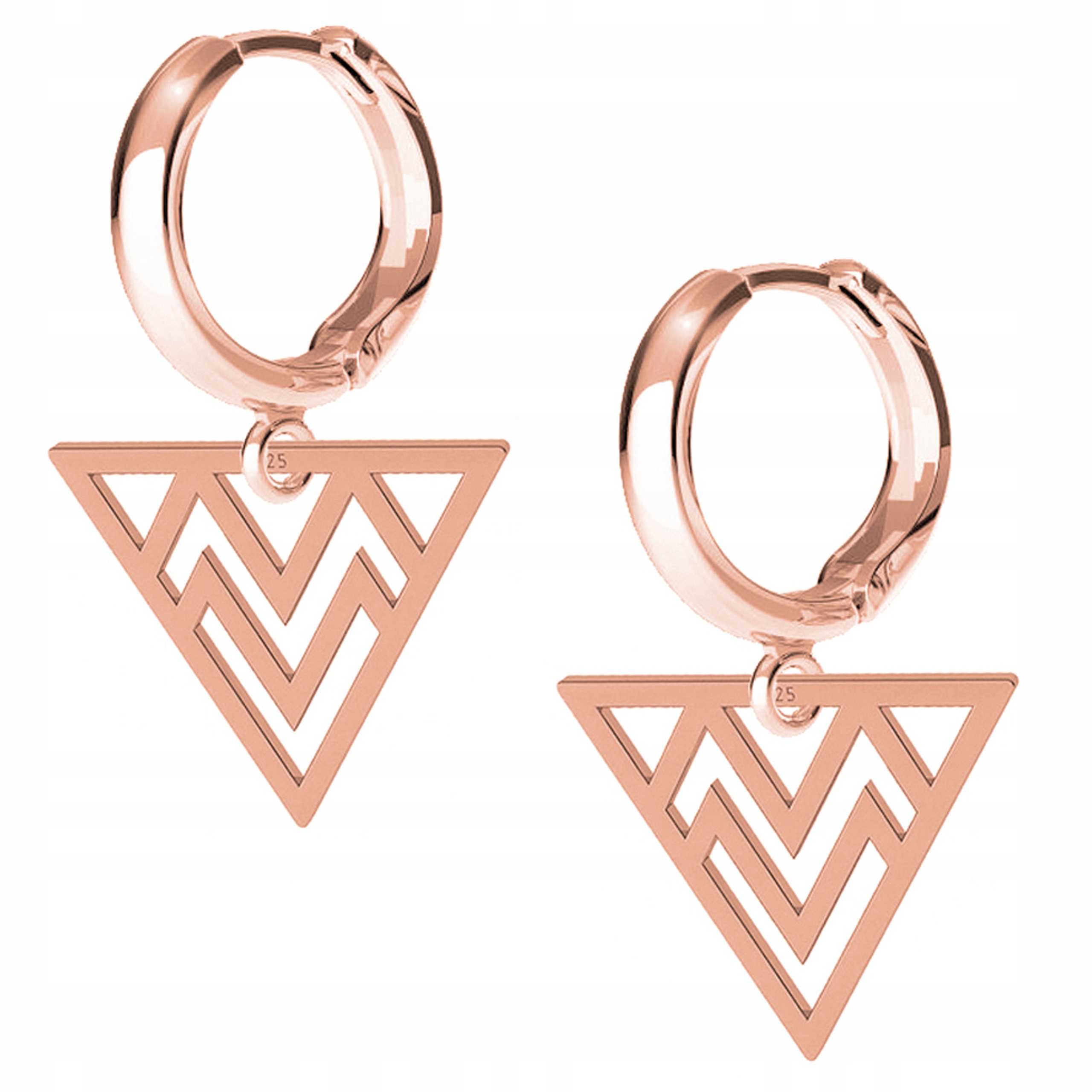 Náušnice Trojúhelníky růžové zlato 925