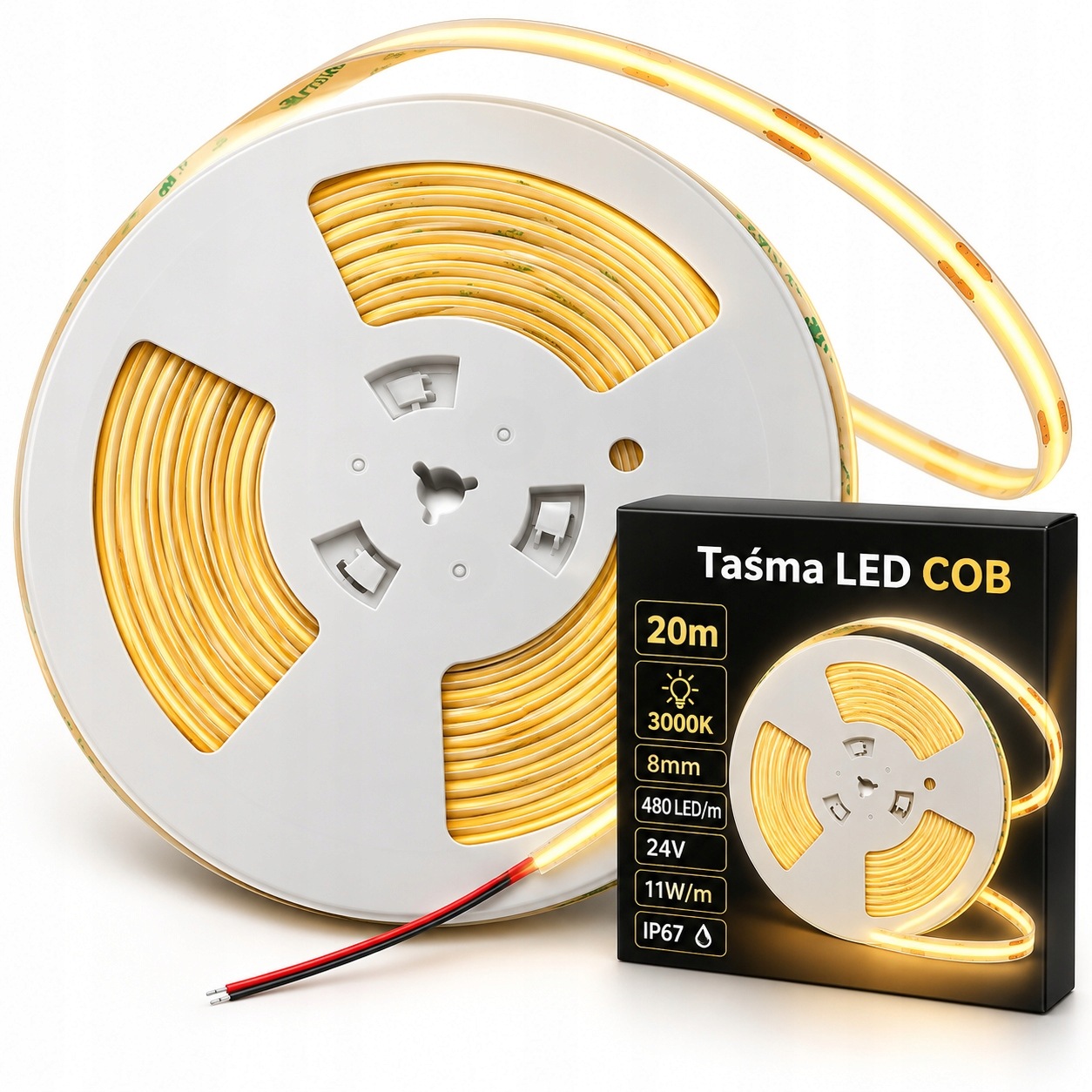 Cob Led pásek 3000K 20 m 24V 11 W/m IP67 875 lm/m 480 diod teplá bílá