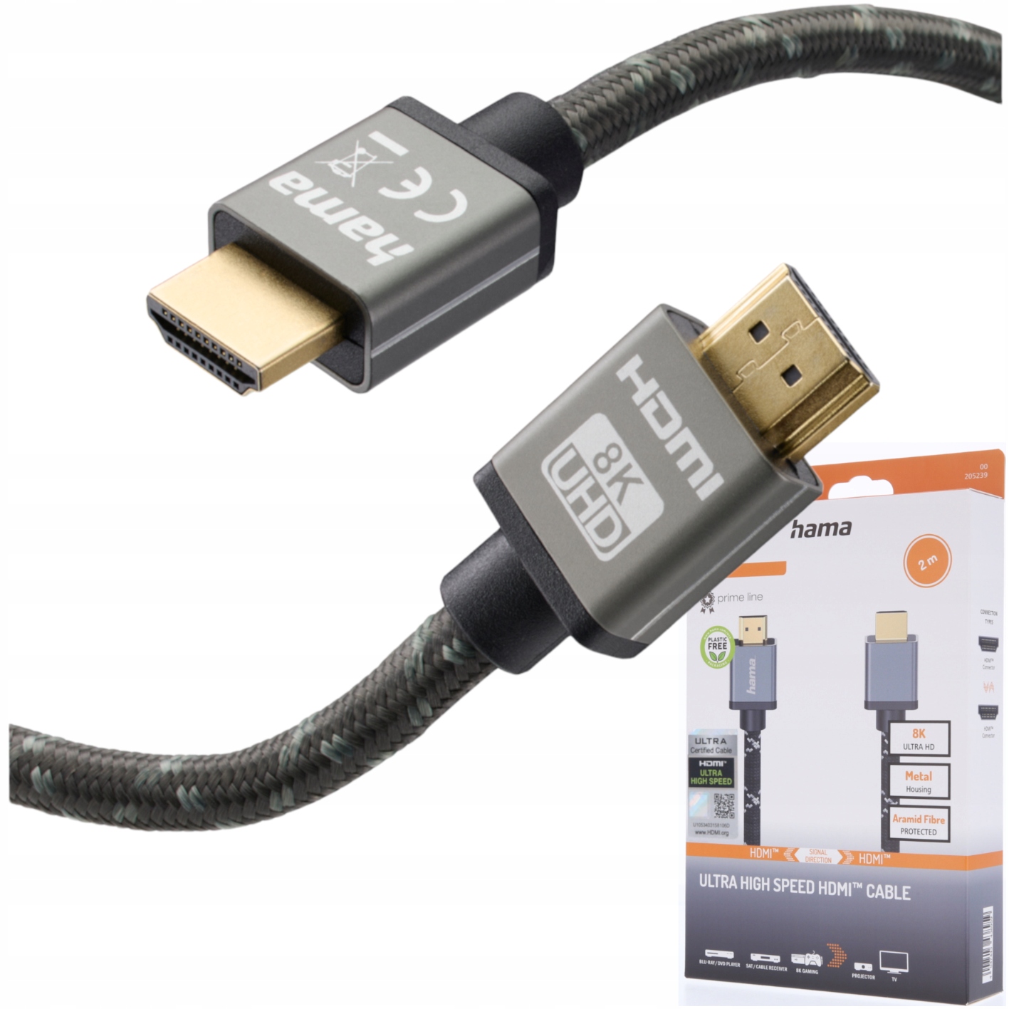 Hama Certyfikowany Kabel HDMI 2m 2.1 Ultra High Speed eARC 8K/60HZ 4K/120HZ
