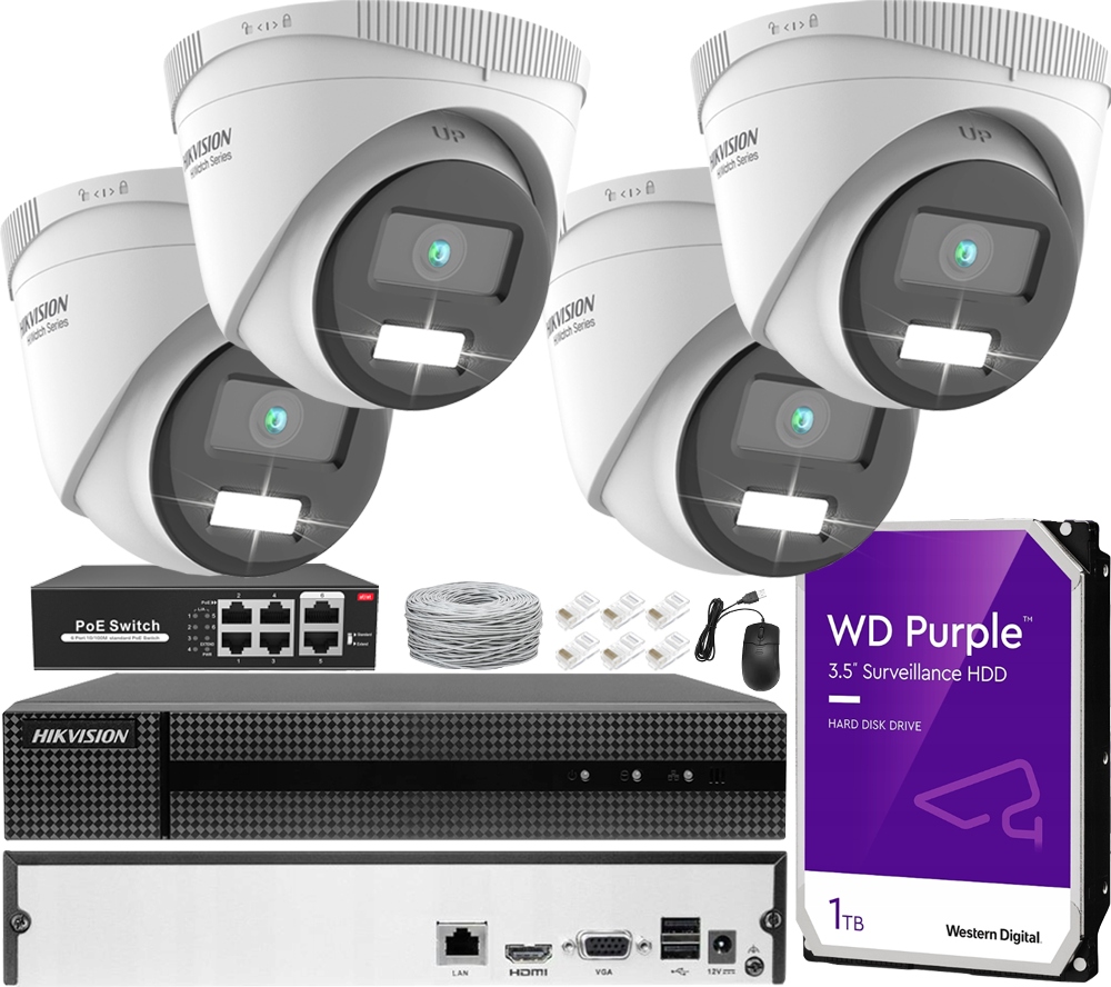 Sada Cctv Ip pro rozšíření 4x 4Mpx kamera rekordér 8 kanálů Hdd 1TB