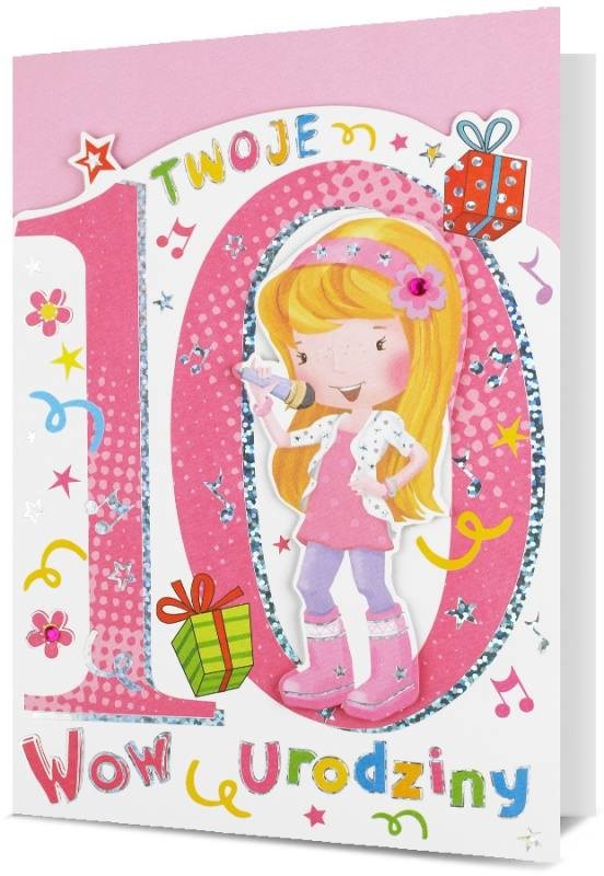 

Kartka na 10 urodziny bogato zdobiona urocza H2868