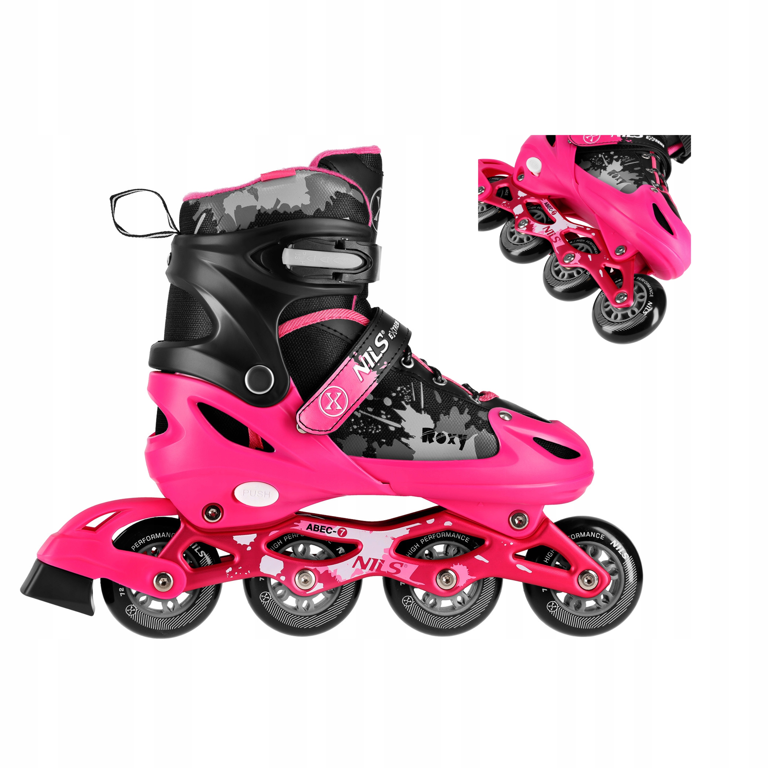 Kolečkové Brusle pro dívku Brusle 2v1 Nastavitelné Růžové Vel 35-38 Nils Extreme