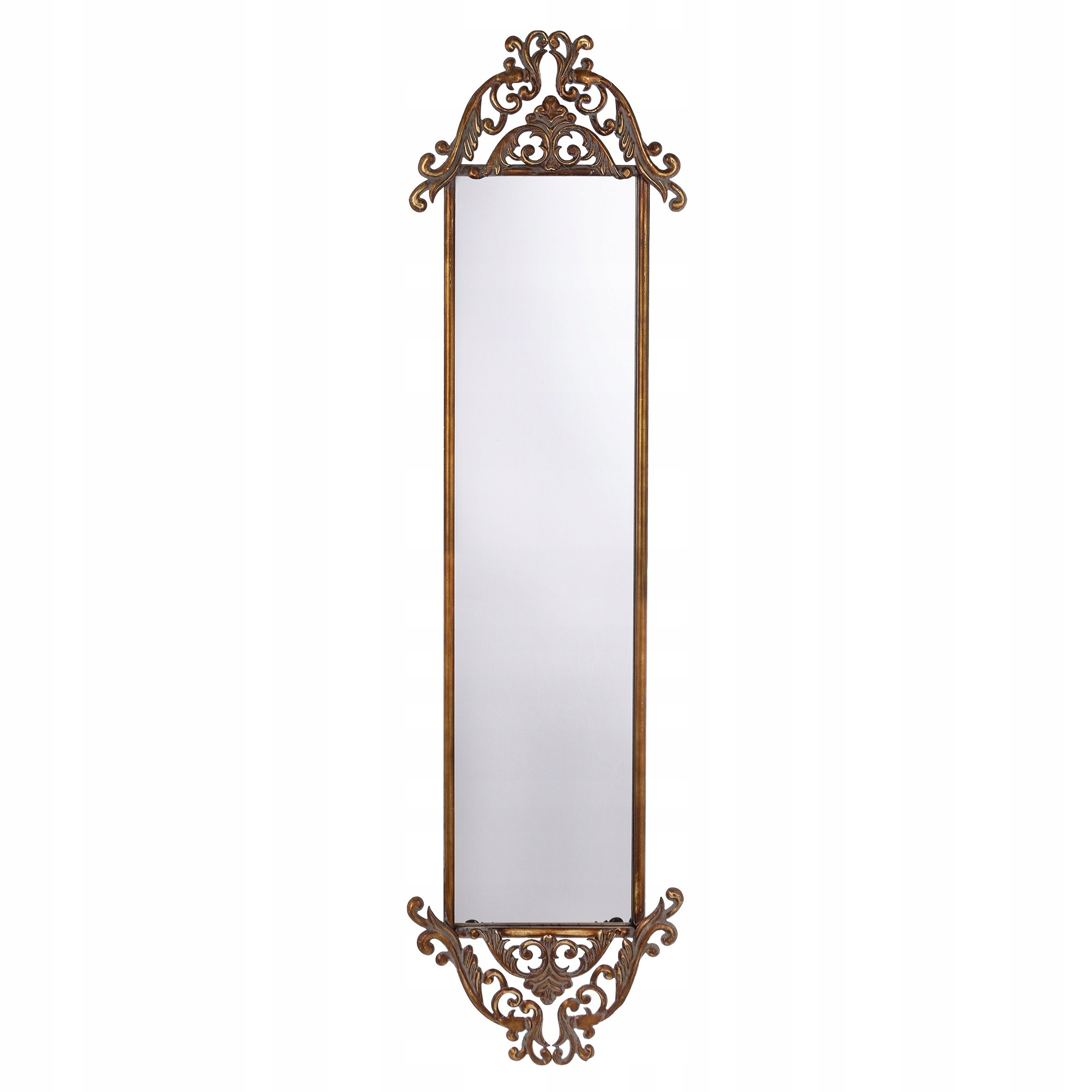 Sklenené závesné zrkadlo úzke zlaté rámy staré zlato palácové retro nástenné