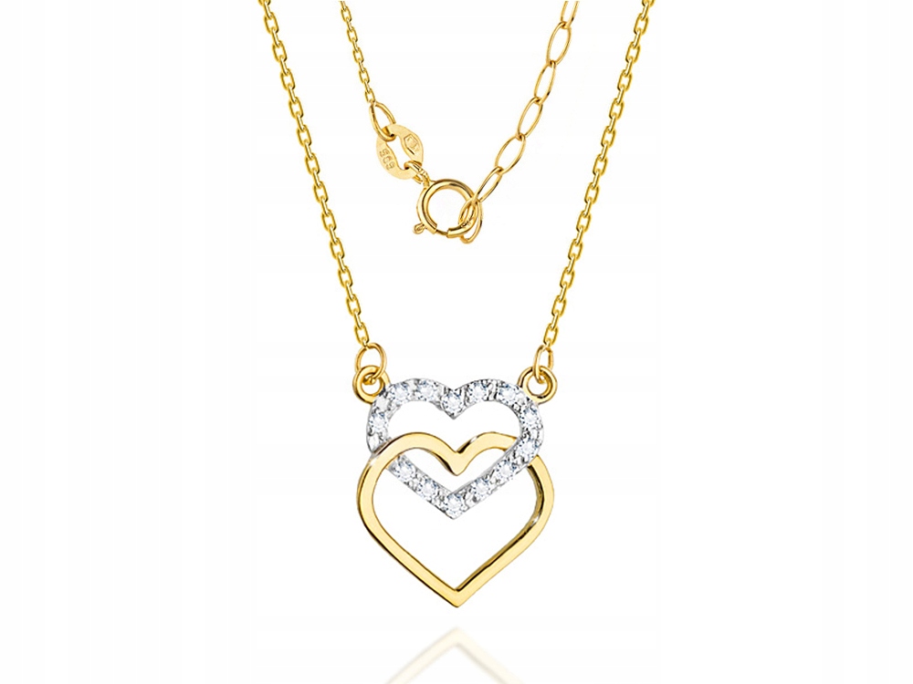 Zlatý Řetízek pr. 585 Srdce S Brilianty 0.05 ct