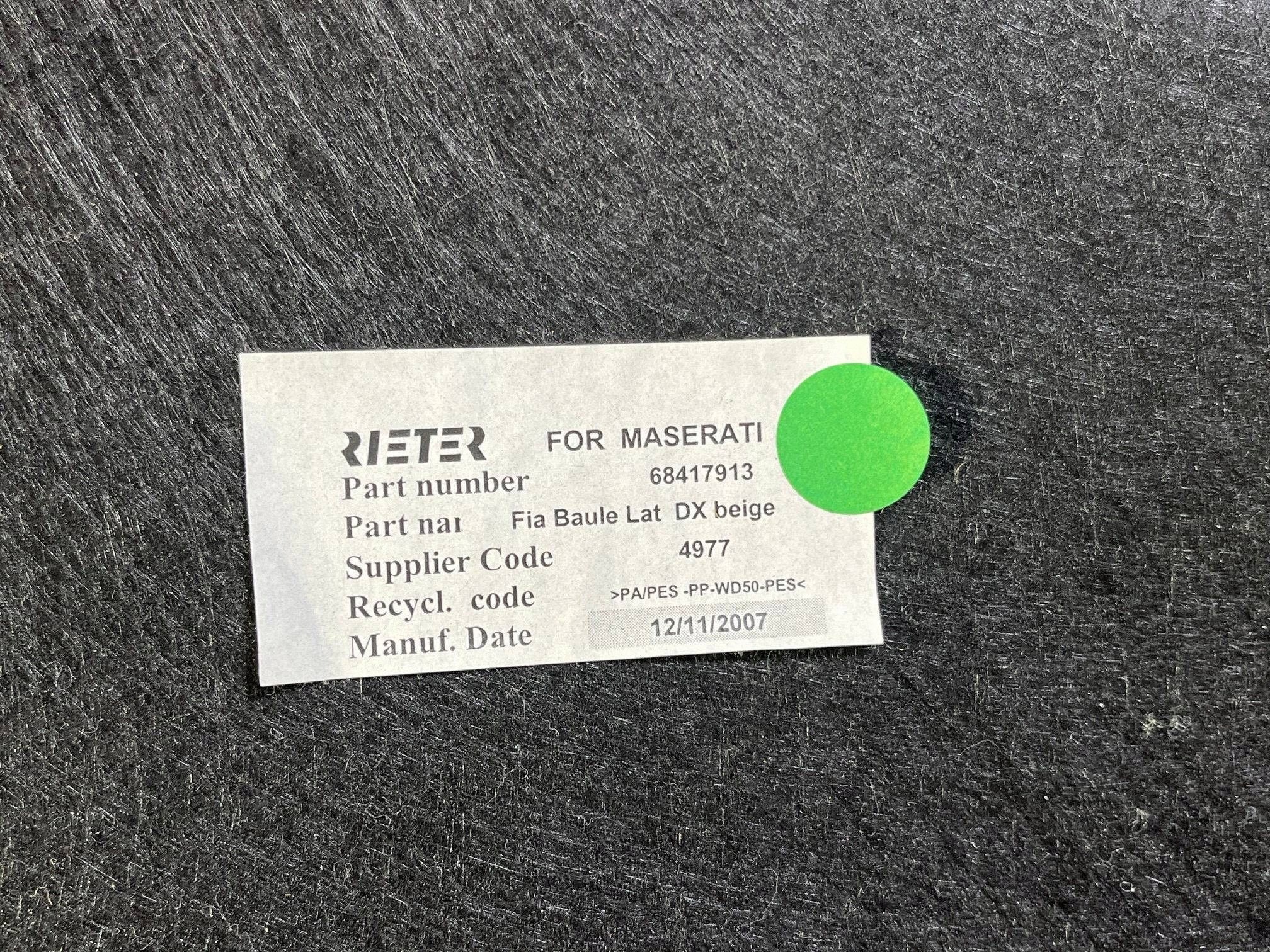 side panel upholstery boot right Maserati GranTurismo 2008