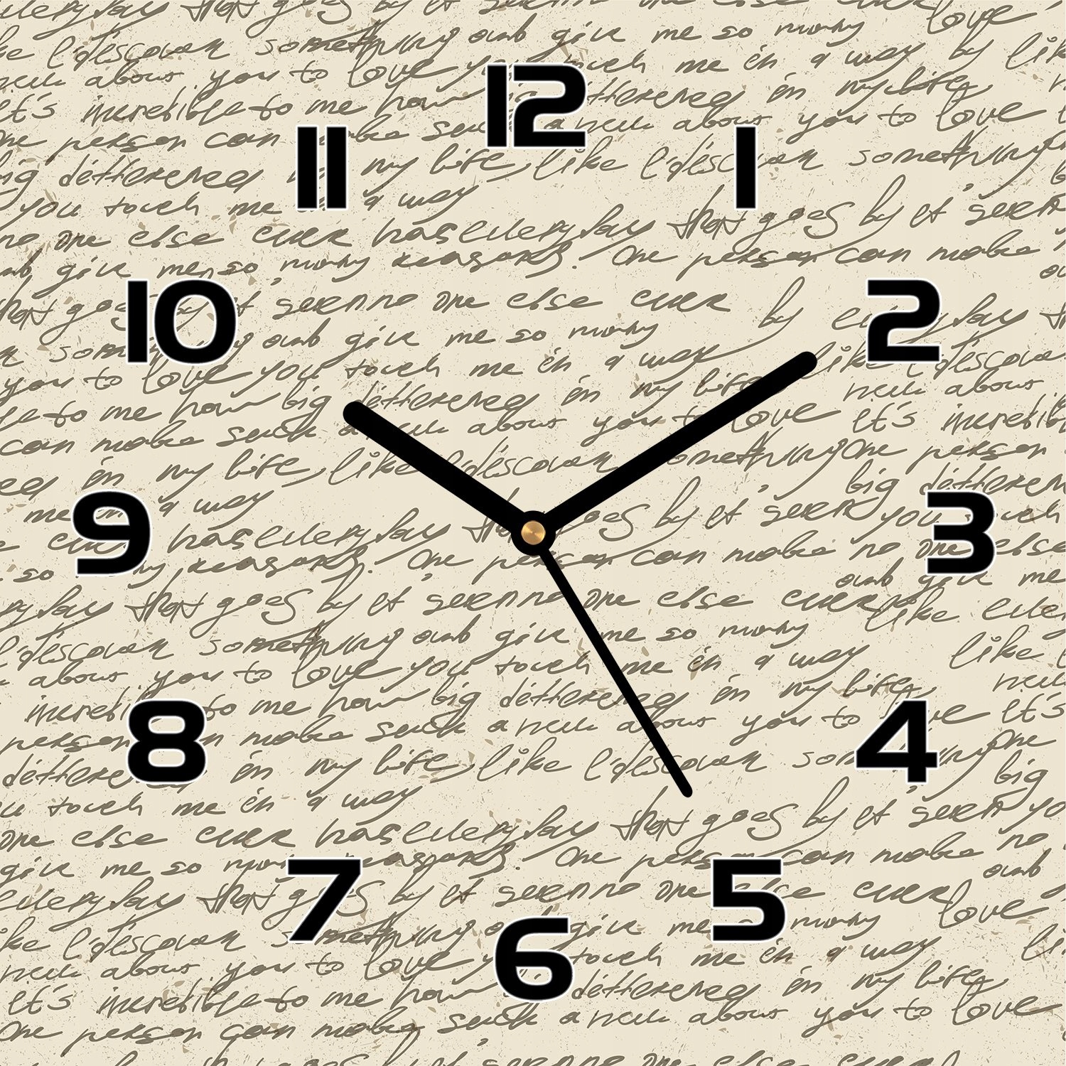 

Zegar ze szkła Odręczne pismo na papierze 30x30 cm