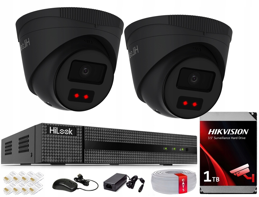 Sada Hikvision HiLook 2 kamery 4MPx PoE IPC-T241H-C Black Disk 1TB