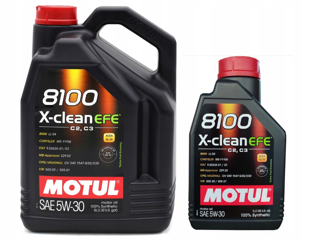 Olej Motul 8100 X-clean Efe C2/C3 5W30 505.01 6L Zawieszka Serwisowa