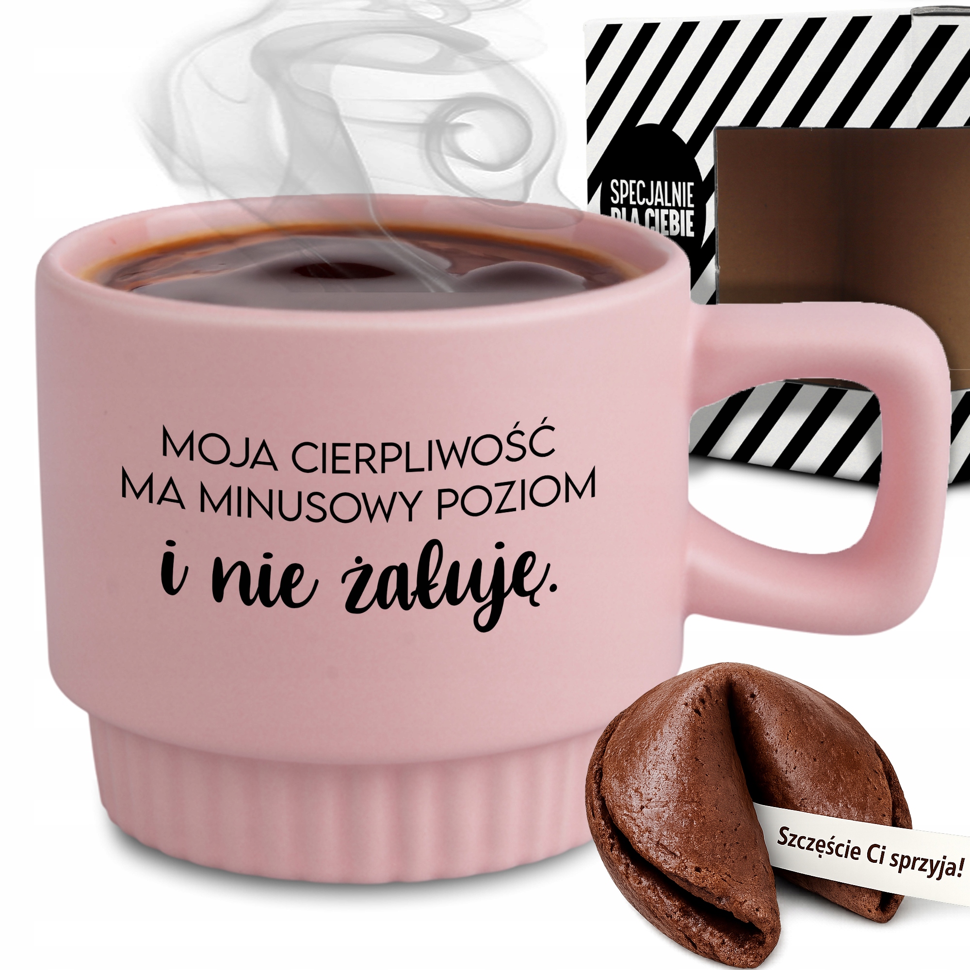 Rýhovaný Hrnek Dárek Do Práce Kanceláře Růžový Moje Trpělivost Věštba