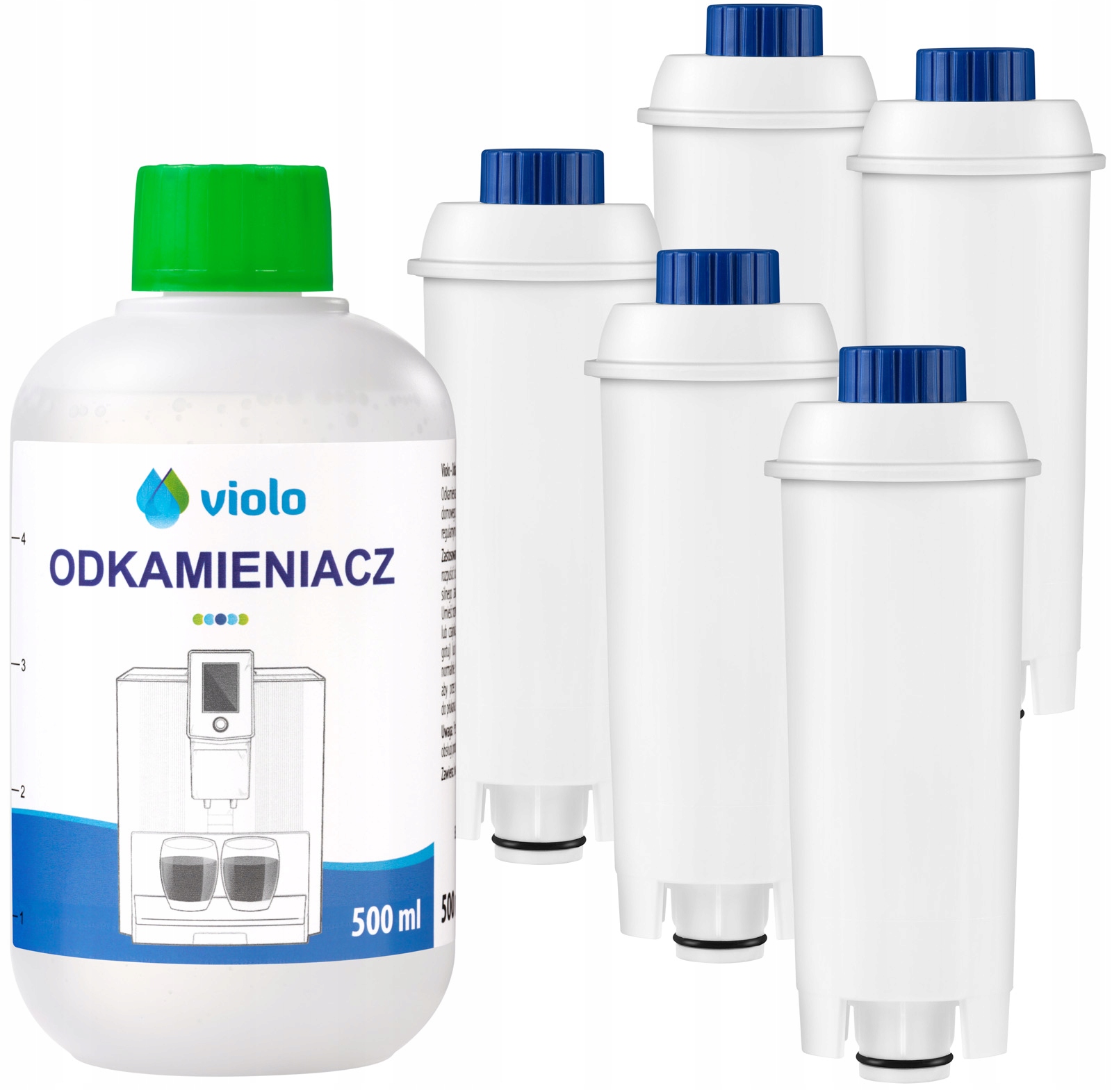

Zestaw do Delonghi 5x Filtr 1x Odkamieniacz 500ml