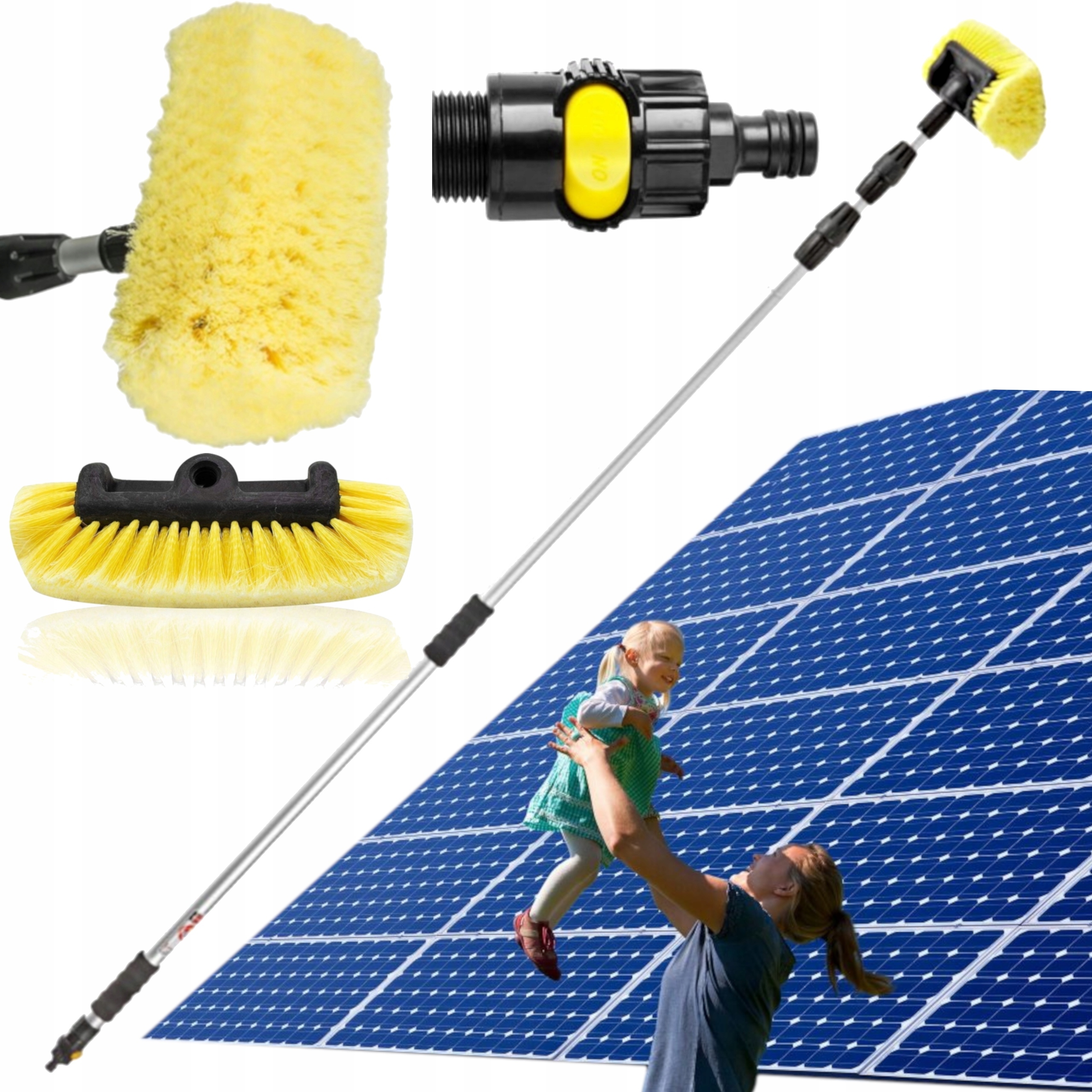 ZESTAW DO MYCIA PANELI FOTOWOLTAICZNYCH SZCZOTKA KIJ TELESKOPOWY 2.5M