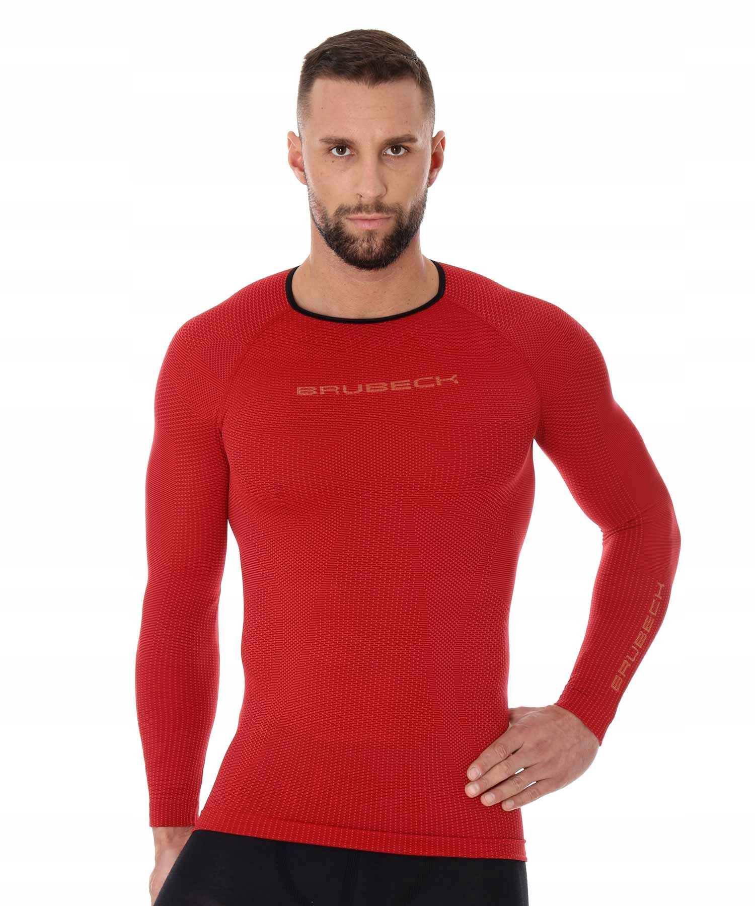Koszulka męska 3D Run Pro z długim rękawem Brubeck czerwony S