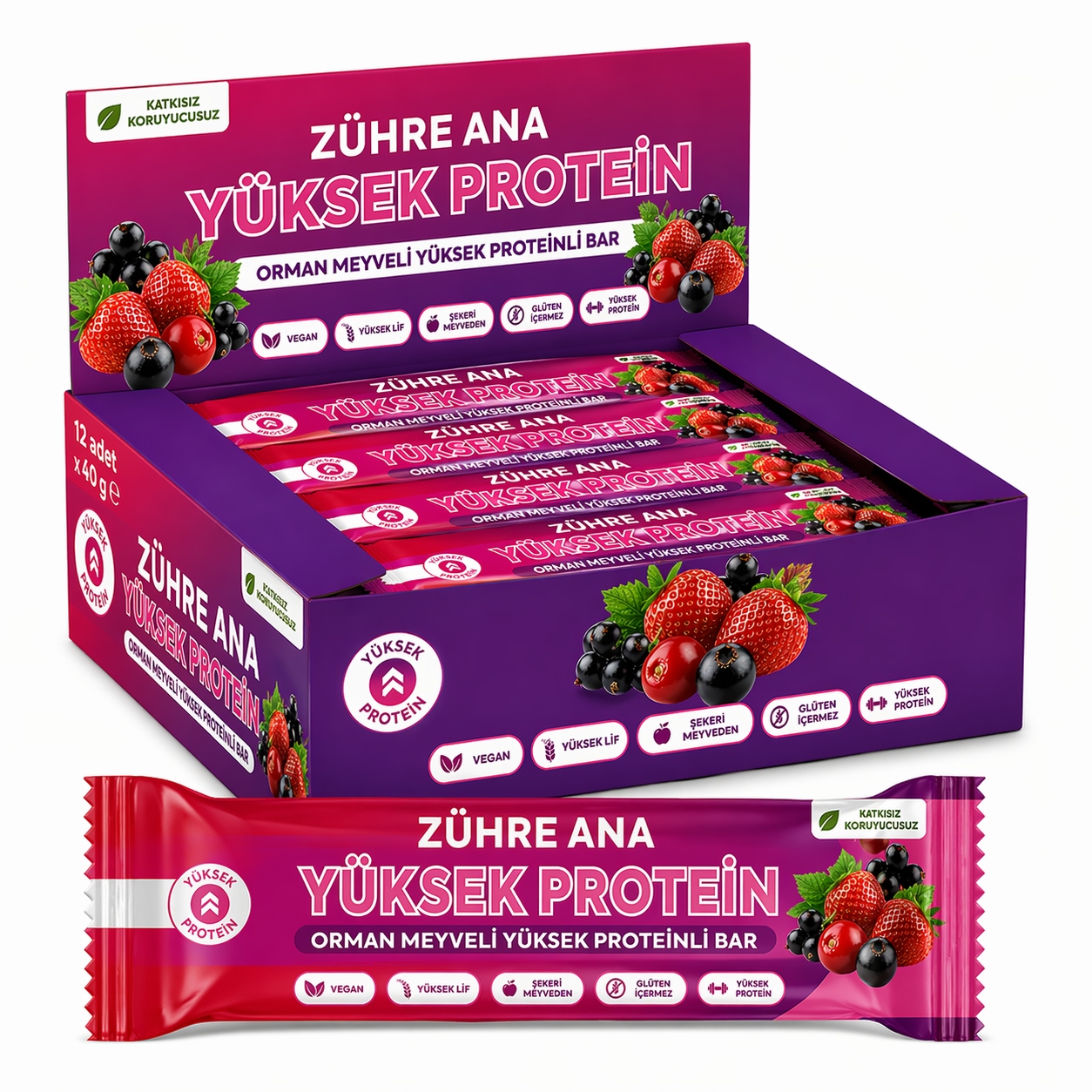 Proteinová tyčinka lesní ovoce 40G přírodní bez přísad 12 Ks