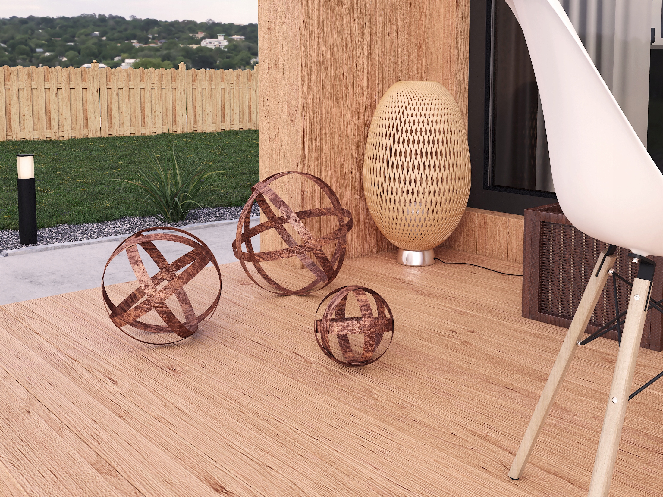 KOMPLET KULA SFERYCZNA RDZAWA RDZA STALOWA 3 SZT KORTEN 3D EFEKT Marka Kapaga