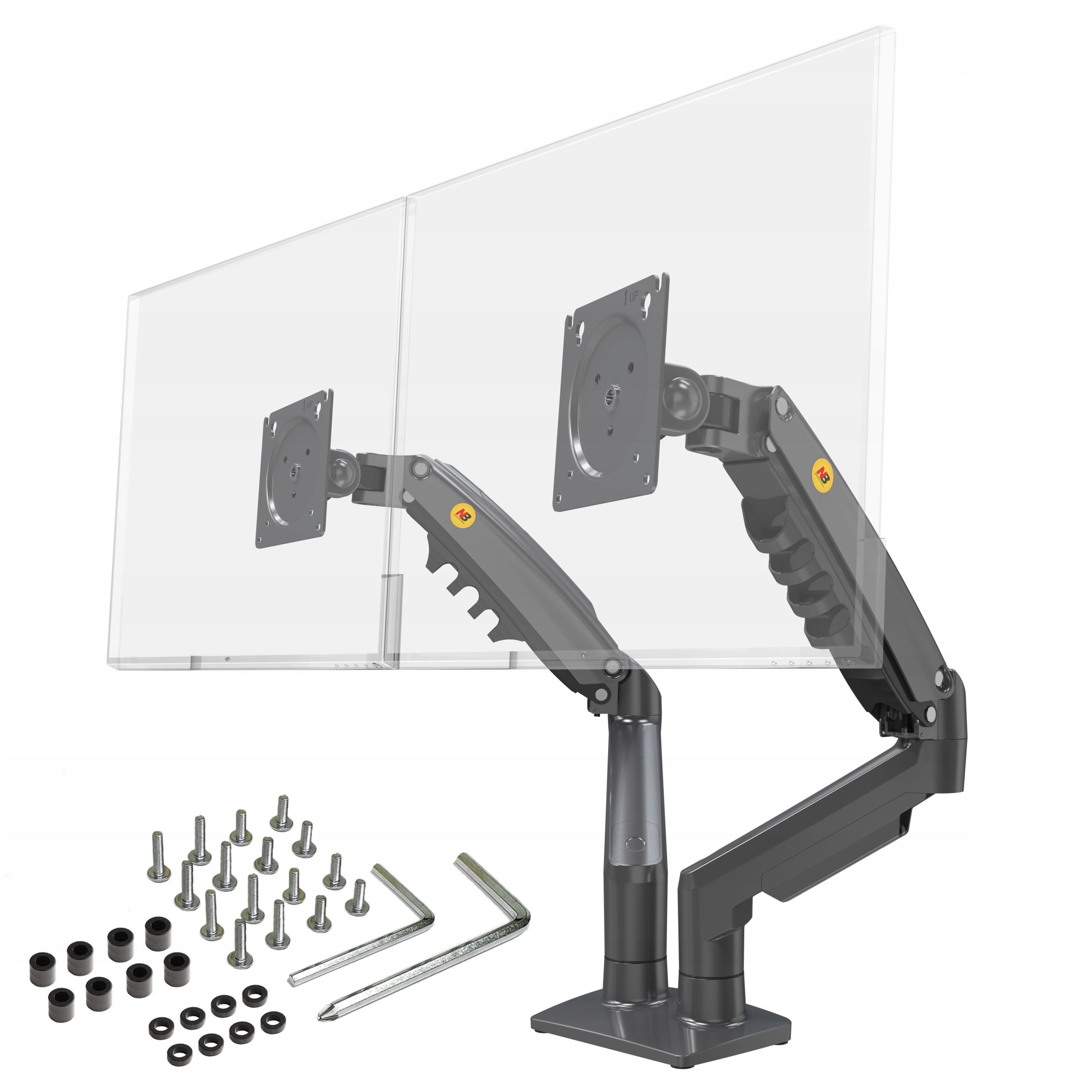 Biurkowy Obrotowy Uchwyt na dwa Monitory LCD 17"-27" Regulacja 3D Vesa