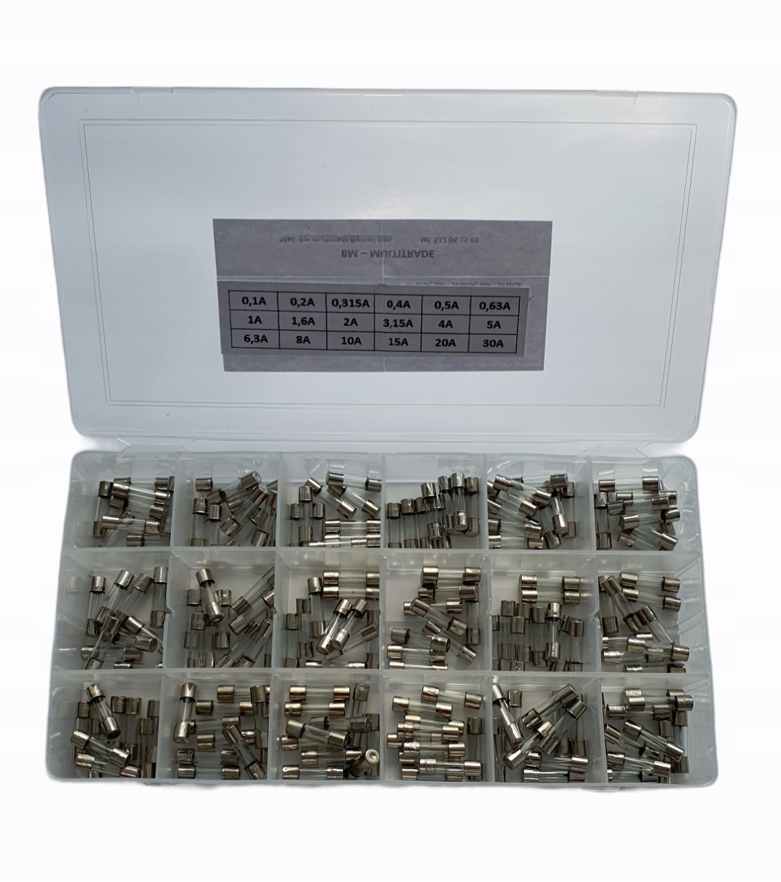 

Zestaw bezpieczników szklanych 5x20mm 180 sztuk