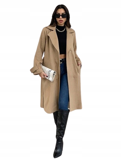 Dámský Béžový Klasický Kabát S M