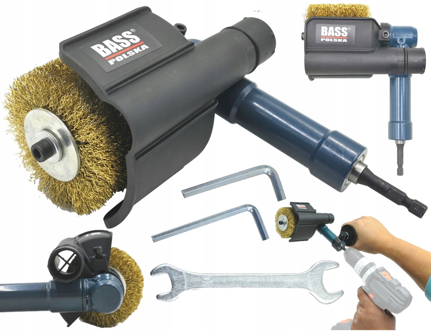 Adapter Przystawka Do Wiertarki Wkrętarki Satyniarka Szczotka Druciana