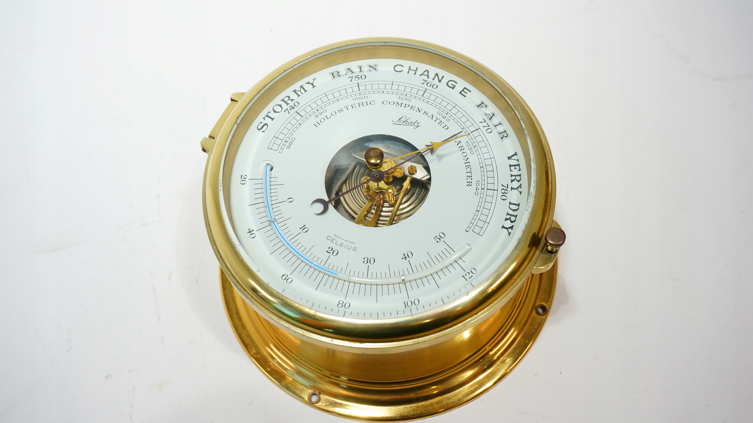 Mosiężny Barometr Morski Schatz – Compensated Precision Barometer