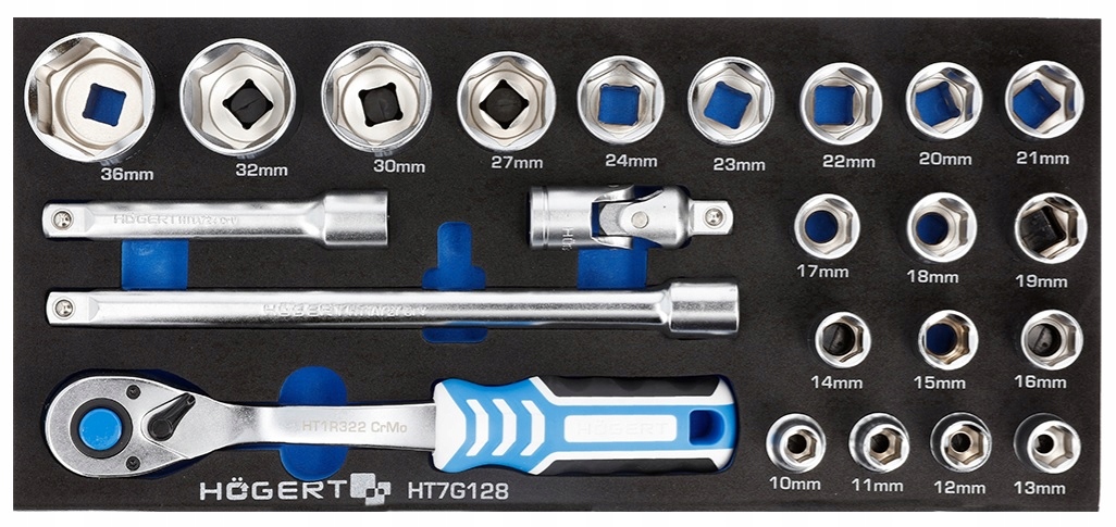 Zestaw narzędzi grzechotka 1/2″23szt.wkład HT7G128