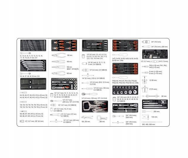 Шкаф для мастерской 7-ящики + инструменты 165 el.