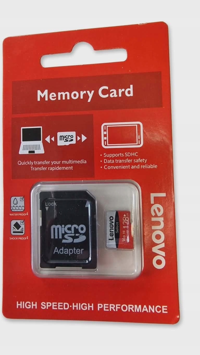 Karta pamięci z adapterem Lenovo 128GB do kamer dronów aparatów