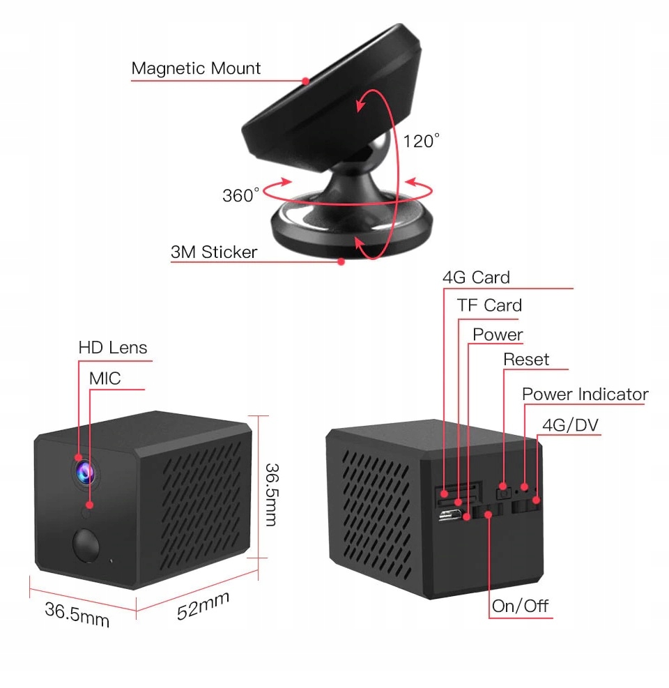 Мини-камера 4G LTE SIM 100% беспроводная APKA p2p качество записи Full HD (1920 x 1080)
