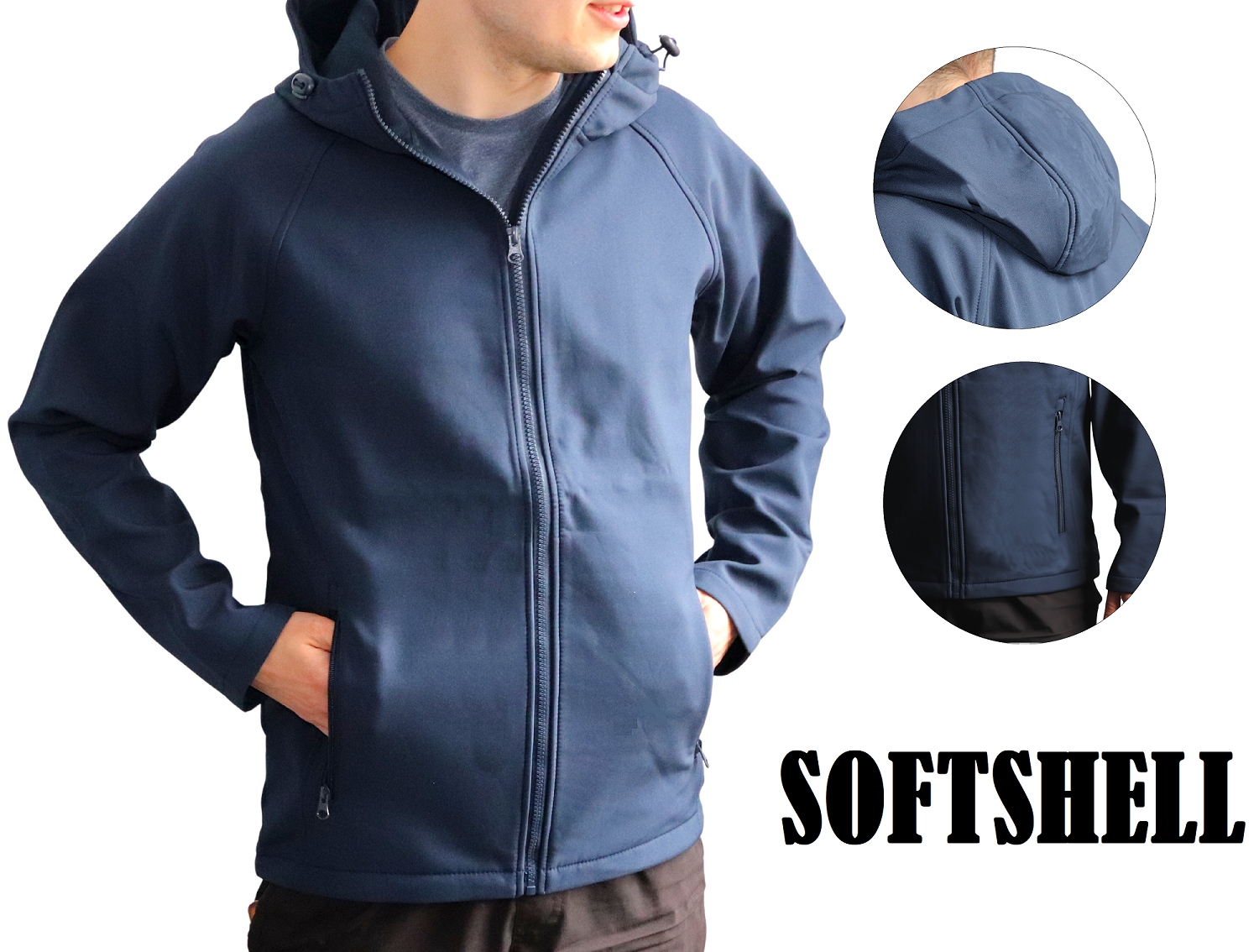 

Męska Kurtka Softshell Z Kapturem Membrana r. XL