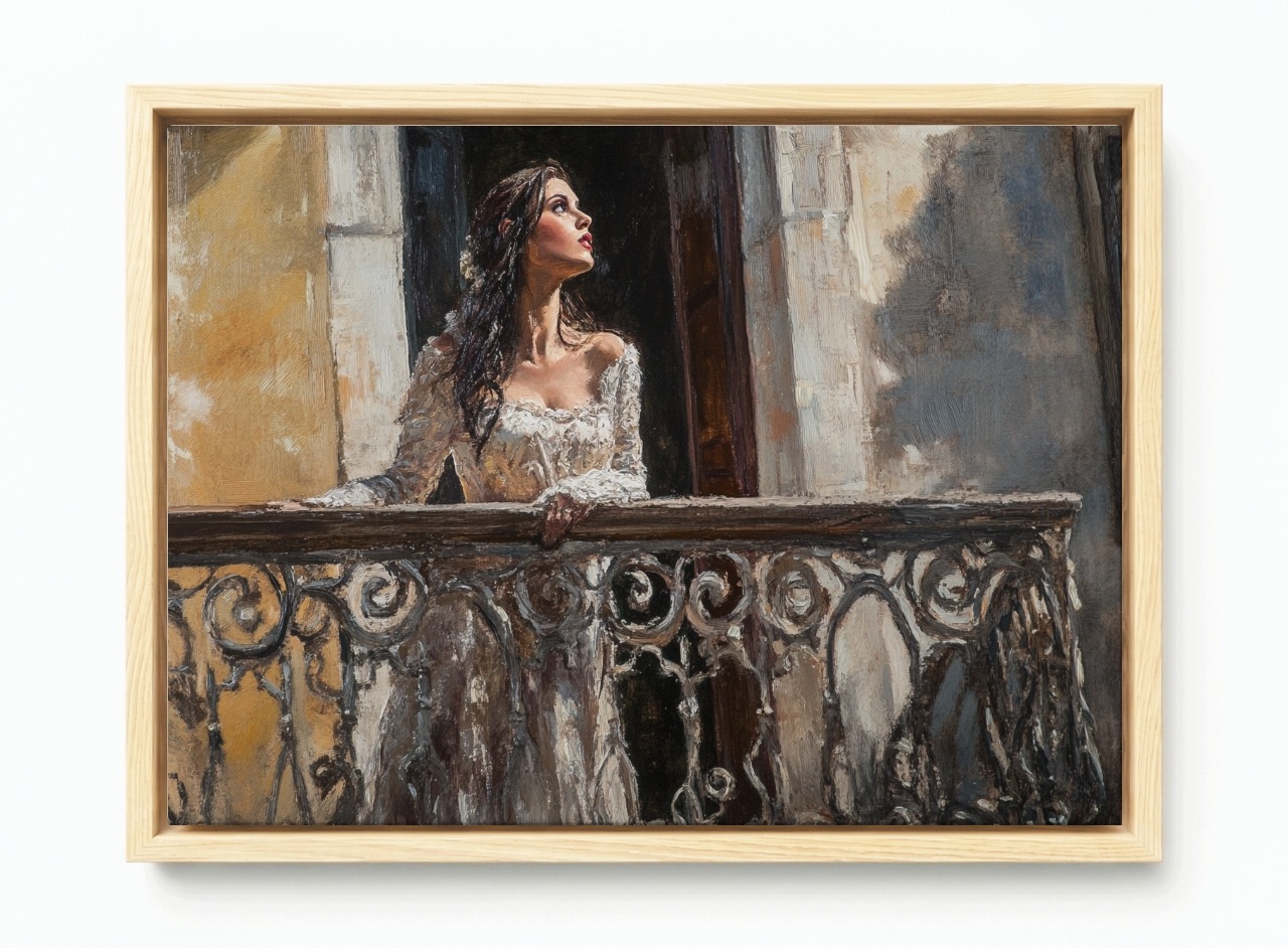 Obraz Rám Americká Krabička Portrét Postava Žena Julia Romeo Balkon 60x40