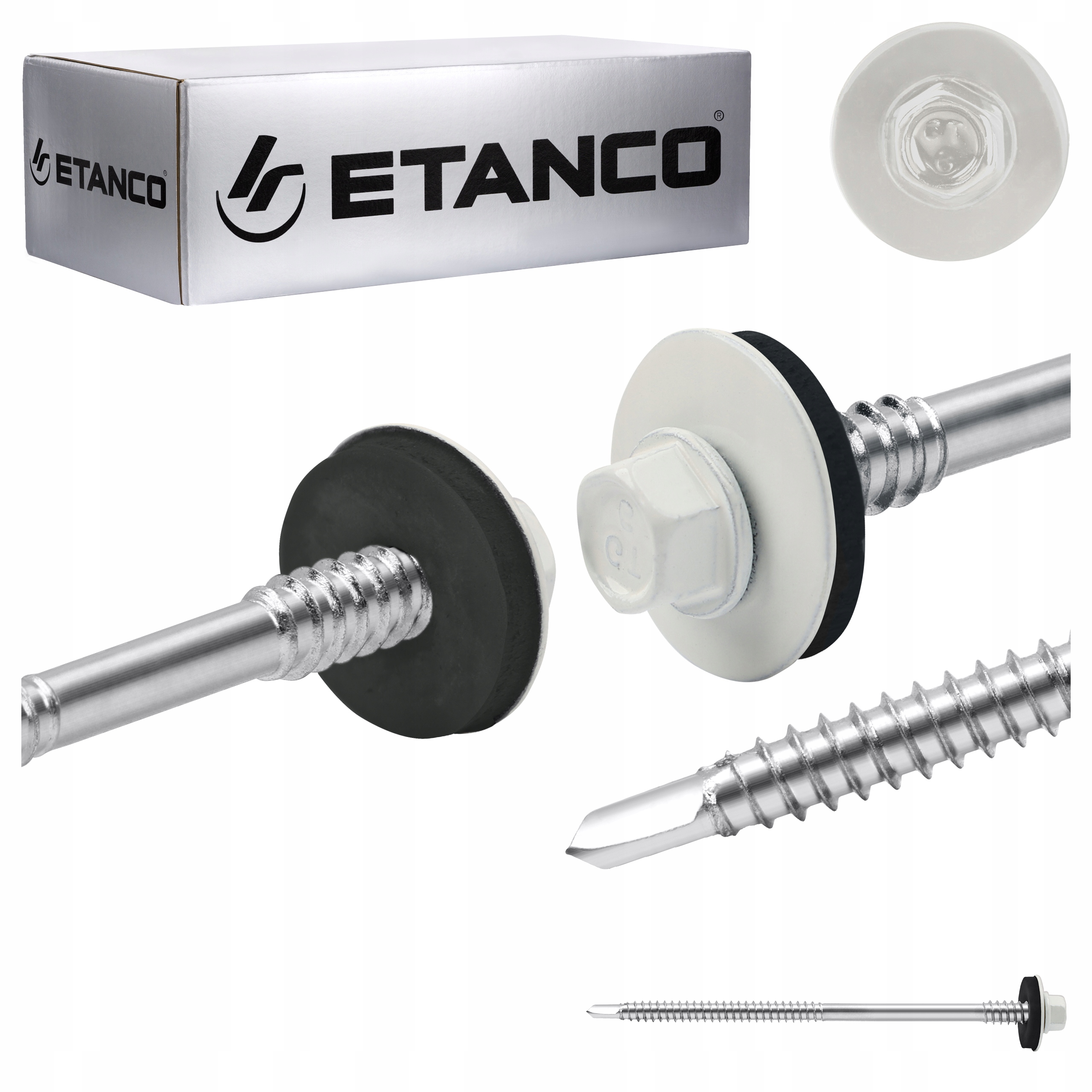 Wkręty do płyty warstwowej 110 mm Ral 9010 100 szt. do metalu Etanco GT6