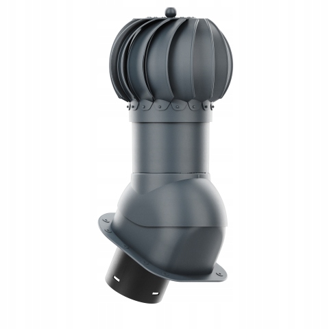 Rotačný krb Rotoline pre plechovú krytinu H fi 150 mm, guľovitý, antracitový