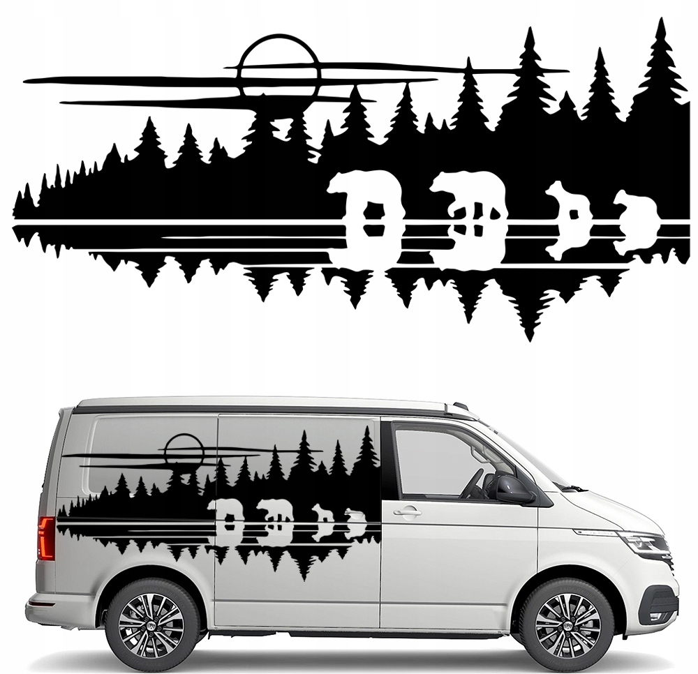 Nálepka Grafika na karavan Kempingový přívěs Medvědi Les Medvídek 90x187