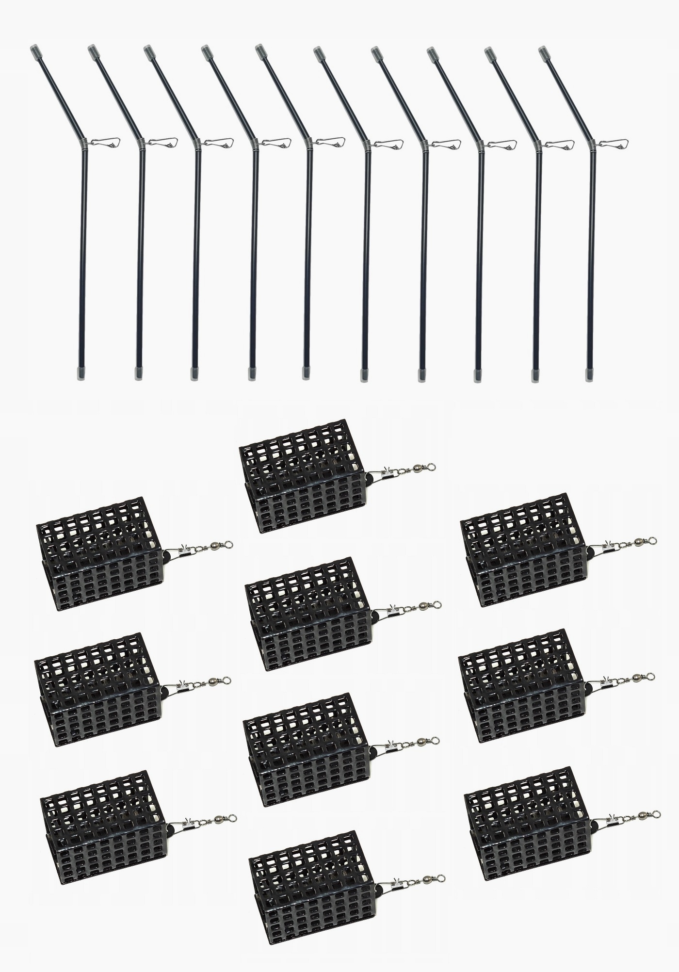 10x KOSZYKI ZANĘTOWY 20g+10x RURKA ANTYSPLĄTANIOWA 25cm