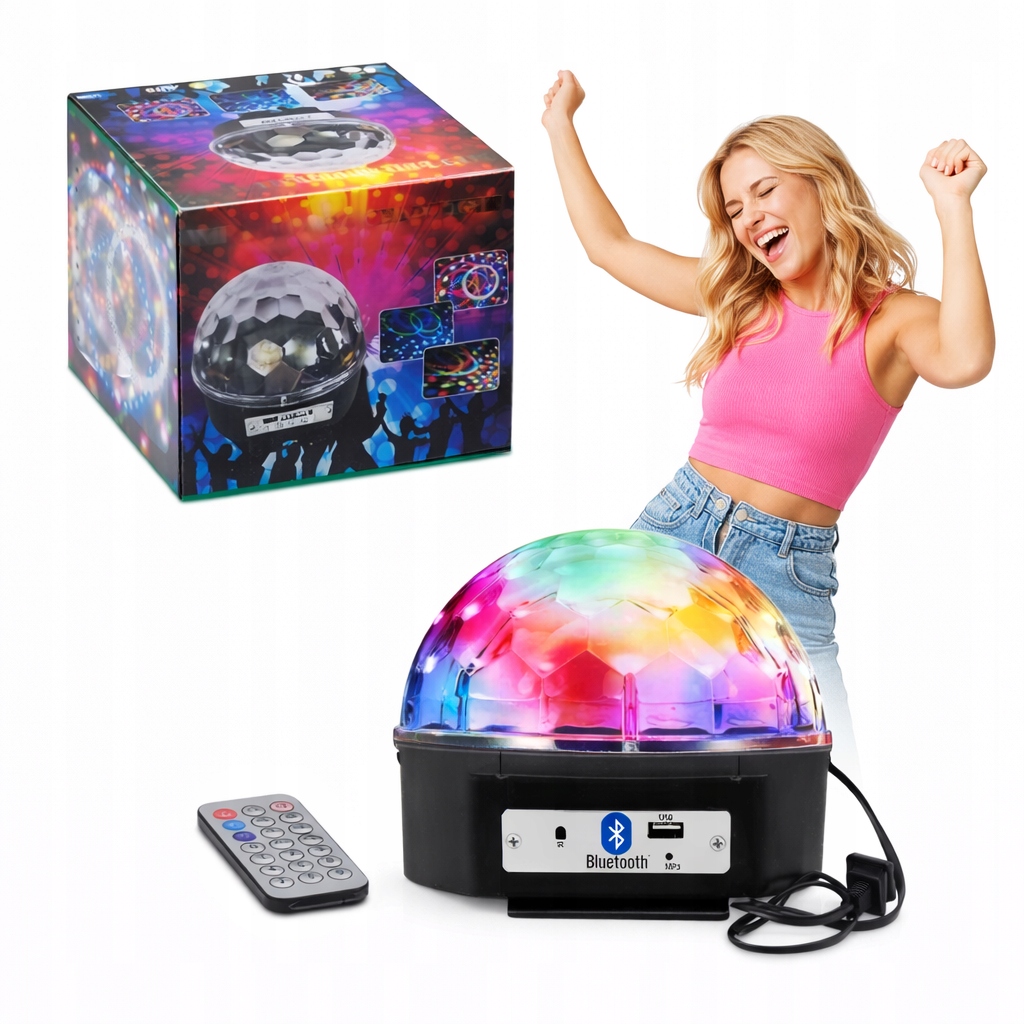 Kula dyskotekowa LED BALL DISCO LASER + pilot USB